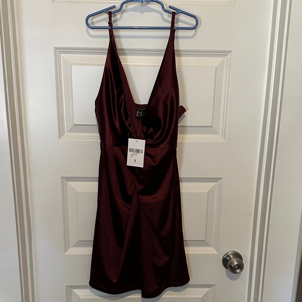 Forever 21 Rich Maroon Satin Dress